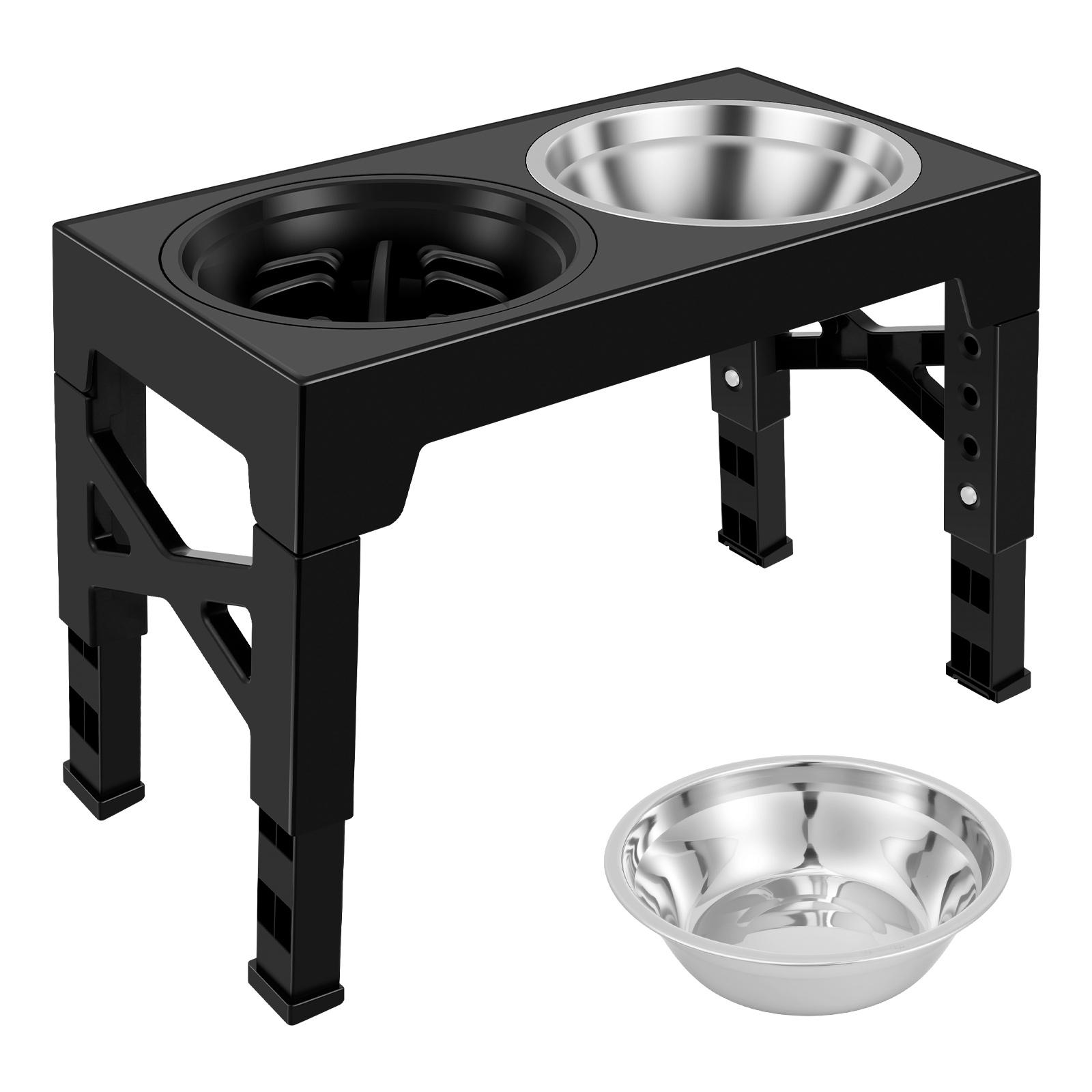

Elevated Dog Feeder Bowls Adjustable Raised Stand with 2 Stainless Steel Bowls and 1 Slow Feeder for Small Medium Large Dogs