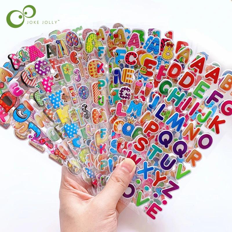 10 Sheets Kids Stickers 3D Puffy Bulk Cartoon English Alphabet Letters Number Stickers Educational Toys for Girl Boy GYH