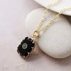 Luxury exquisite Japanese and Korean hot-selling retro natural stone crystal geometric pendant copper-plated real gold necklace, couple jewelry