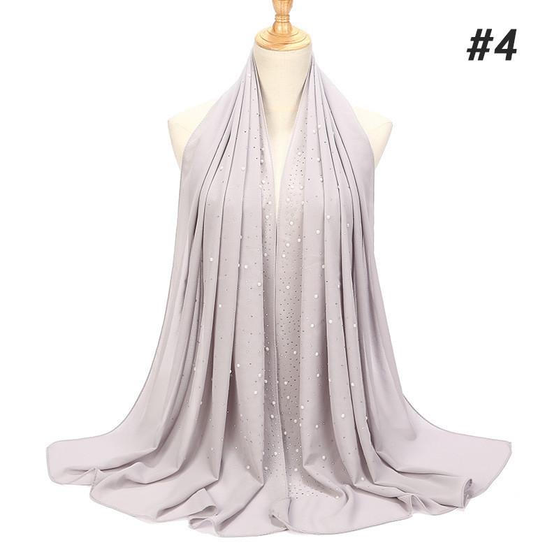 women plain bubble pearl chiffon scarf Head hijab wrap solid shawls headband foulard femme muslim hijabs stores