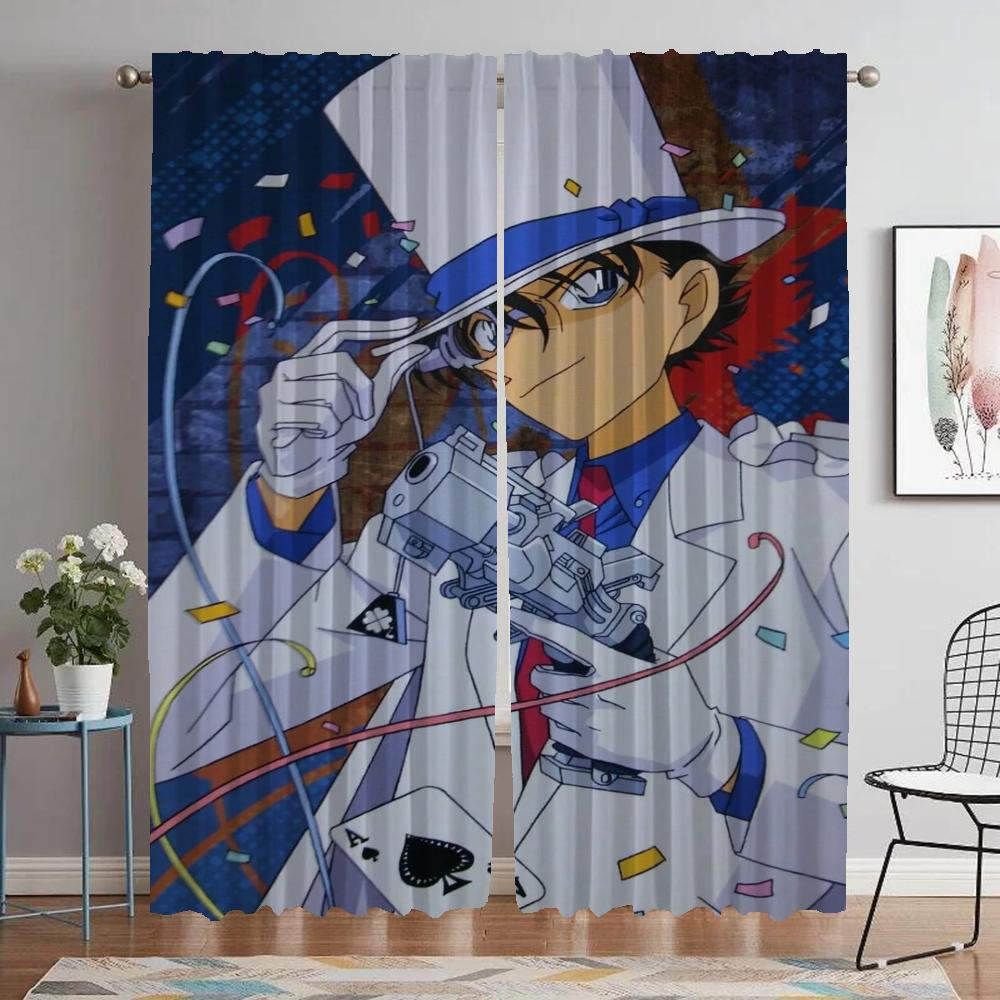 Kaitou Kiddo Kitchen Curtains for Living Room Partition Halloween Decoration Tulle for Bedroom Blackout Curtain Shades Elegant