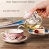 Flower Tea Pot Ceramic Teacup Saucer Heat Resistant Glass Teapot Filter Porcelain Office Coffee Cup Mug Afternoon Set