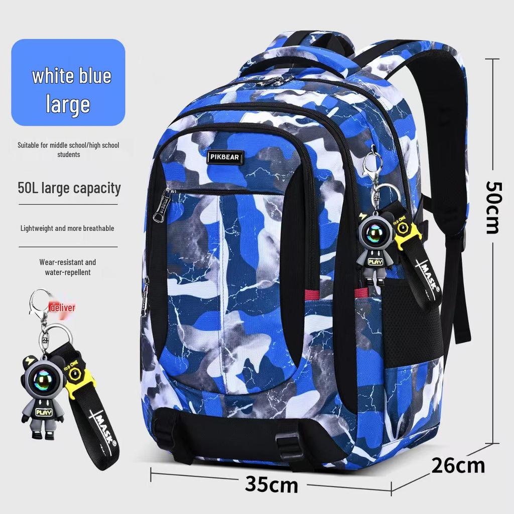 Men's Camouflage Schoolbag: Junior & High School Decompression Backpack with Spine Protection and Large Capacity for Outdoor Leisure.