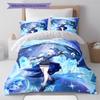 Genshin Pattern Bedding,Quilt Set Quilt Cover Pillowcase Home Birthday Gift (1 * duvet cover + 2 * pillowcase, without core)