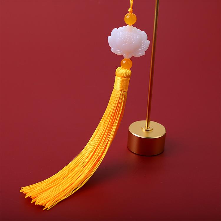 2pcs/Lot White Lotus Pendant Tassel Hanging Tassel Silk Fringe Bangs Flower Tassel Trim Key For Curtains Home Decor Accessories