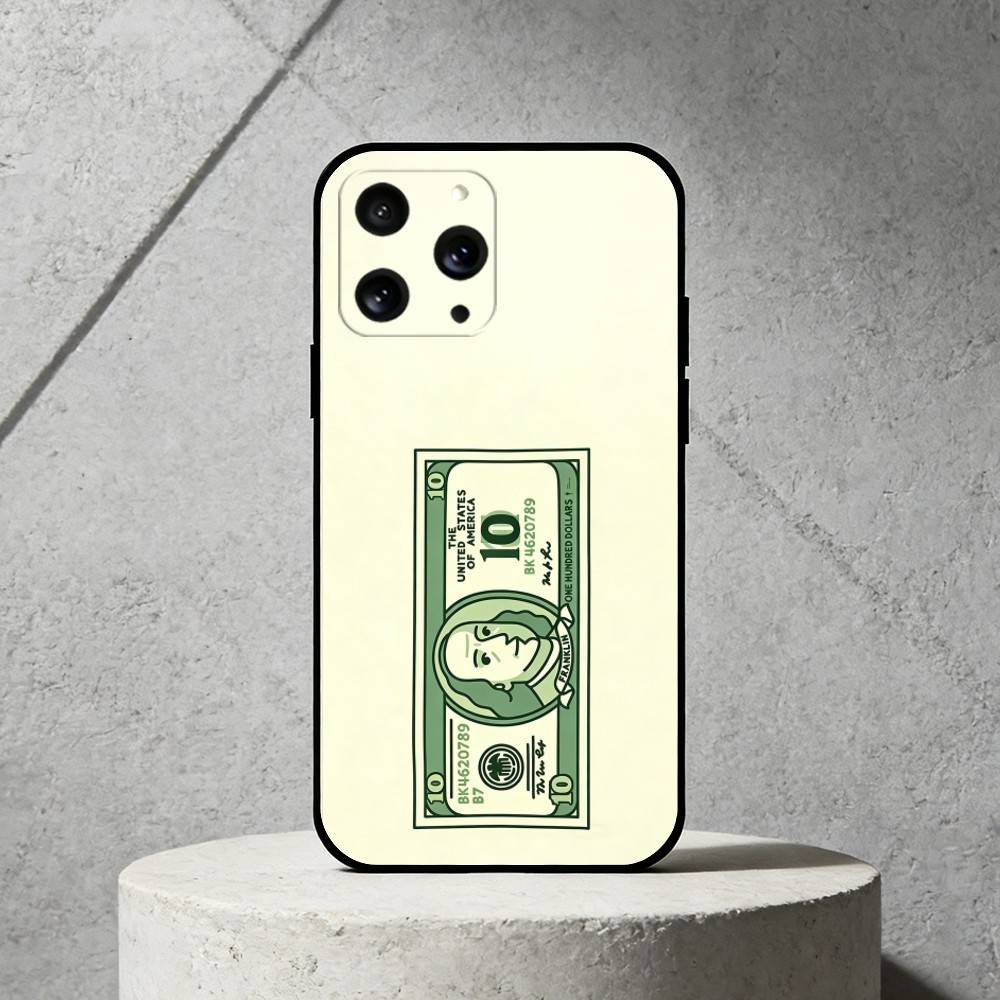 Q-Q version vector banknote Phone Case For iPhone 17,16,15,14,13,12,11 Plus,Pro Max,SE4Soft Silicone Black Cover iPhone17promax