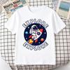 Unisex 100 Cotton TShirt Explore Cute Astronaut Ride Rocket Planet Star Space Print Oversize Casual Short Sleeve Tee