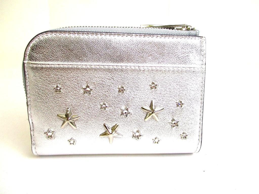 Authentic Jimmy Choo Silver Leather Bifold Wallet COMPACTZIPWALLWTGTO #b152  Open box