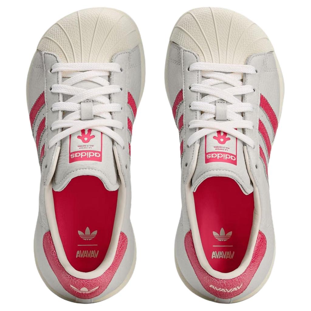 Avavav x adidas Modifizierter Superstar Kristallweiß Rot Damen Sneaker Lieferantenfarbe Easy-Yellow JI4584