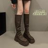 Boots Women's Autumn and Winter Boots 2025 New Popular Black Thick-soled Tall Skinny Boots Women's Boots Stacking Boots