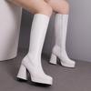 White Knee High Boots Women Platform 2026 Sexy Zipper Thick High Heels Black Long Boot Autumn Winter Shoes