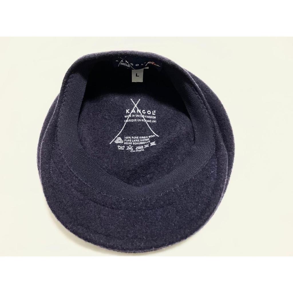 Used KANGOL Beret WOOL Navy Size L Made in England