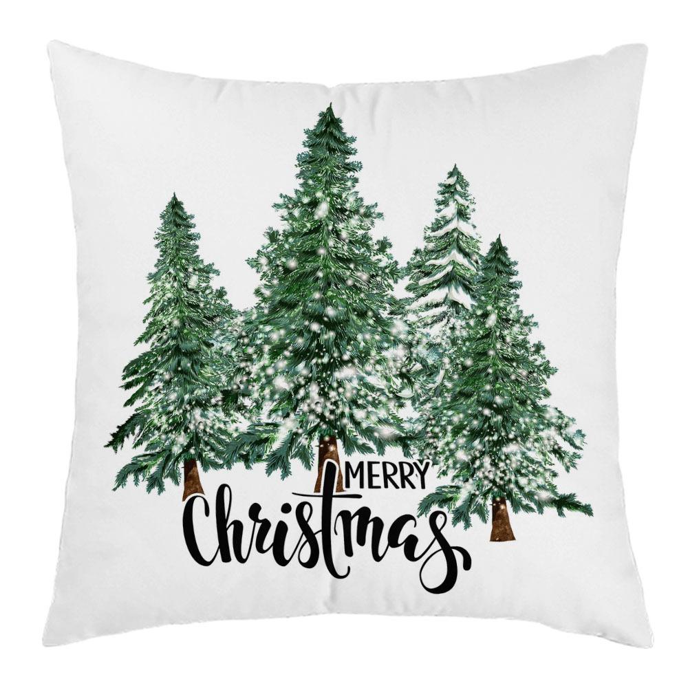 New Christmas Short Plush Pillow Cover Peach Skin Digital Printing Cushion Cover Christmas Snowman Pattern