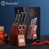 Sunnecko 6-Piece Damascus 67-Layer Knife Set with Knife Stand, Chef's Knife, Santoku Knife, Nakiri Knife, Peeling Knife, and Kitchen Scissors, Double-