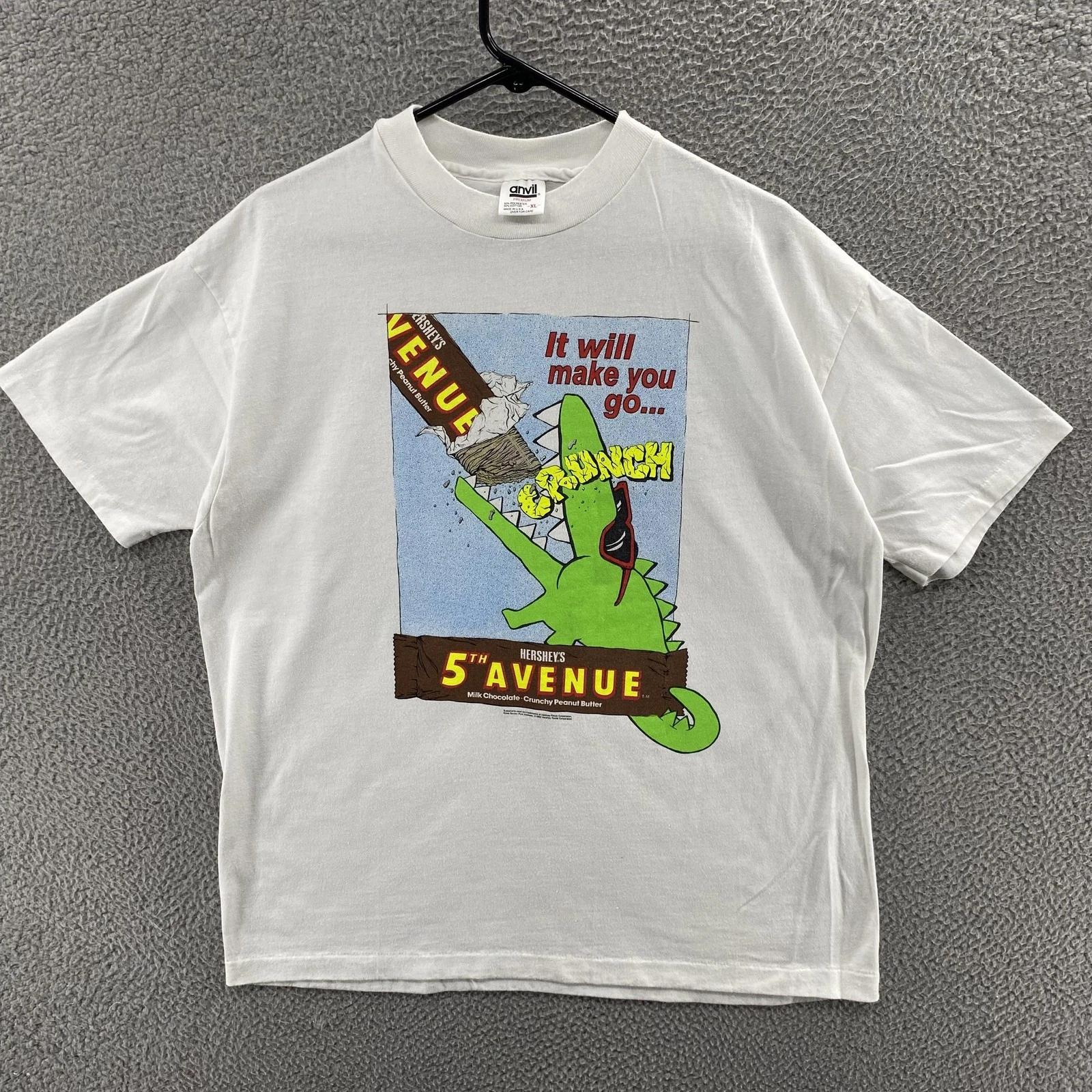 Vintage Hershey’s 5th Avenue Shirt Mens XL White Candy Bar Graphic Tee 90s USA 2XL