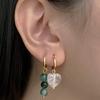 Bohemian Style Natural Stone Beads Irregular Pendant Earrings for Women Stainless Steel Hoops Earring Charm Summer Jewelry