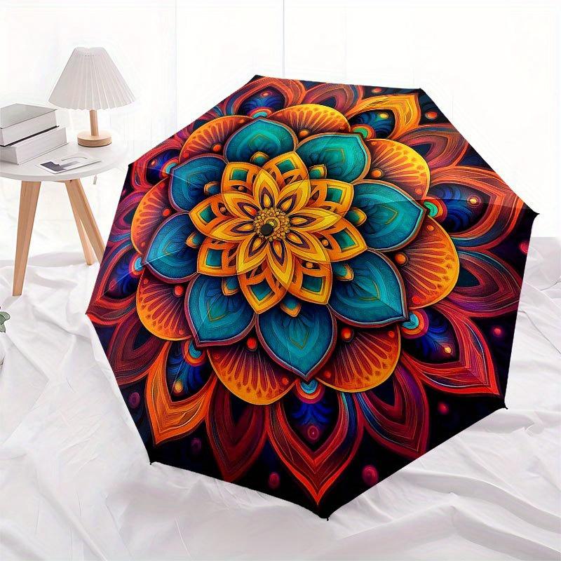 Vibrant Mandala Wall Art: Colorful Circular Decor for Any SpaceUmbrella with Cute Design, Portable 3-Fold Compact Umbrella for Men & Women, Valentine'
