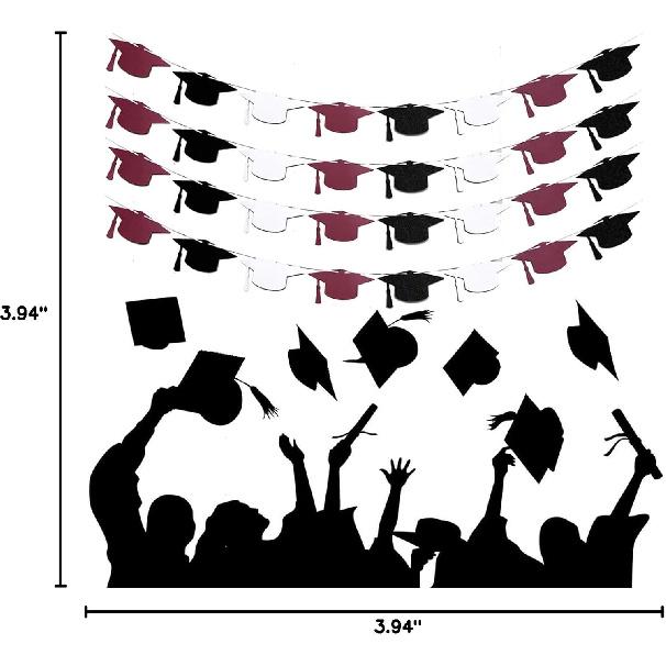 Graduation Party Decorations Maroon White Black 2025/Maroon Burgundy White Graduation Decorations 2025 FSU Maroon White 4pcs Grad Hat Banner Garlands