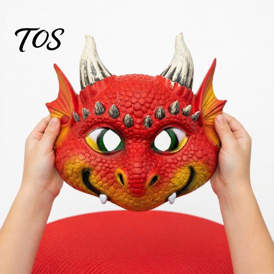 Maschera Realistica Testa di Drago 3D Maschera Carina per Tutto il Viso, Festa di Halloween Bambino Leggera Traspirante Materiale Morbido Costume per Giochi di Ruolo Animale con Squame E