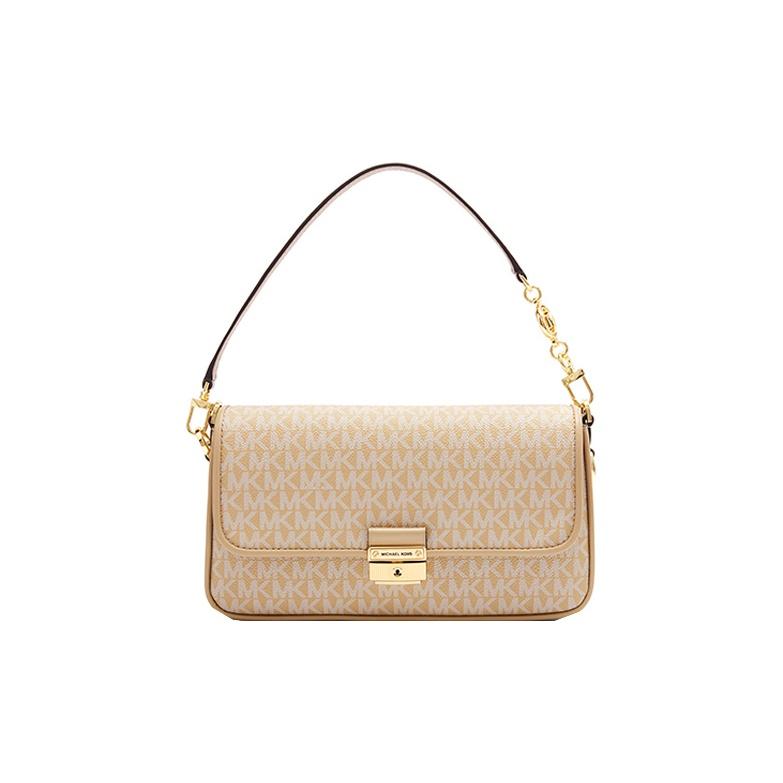 

Michael Kors MK Bradshaw Monogram Vintage Flap Chain Leather Shoulder Bag Women Shoulder Bag Camel 30S1G2BL1B-222 Basic Set (Bag+Dust Bag)