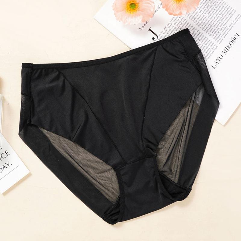 Simple Seamless Breathable Ice Silk Hollow Mesh Women's Underwear Mid-waist Briefs Sexy and Comfortable Underwear