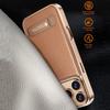 Plating Magnetic Leather Case For iPhone 17 Pro Max Funda iPhone 16 Pro Max 15 14 13 Luxury Folding Bracket Shockproof Phone Holder Cover