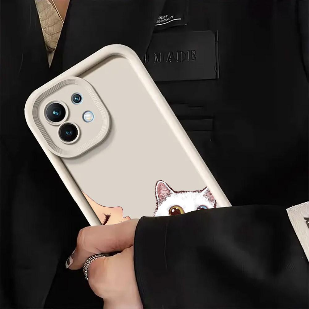 Phone Case For Xiaomi 14T 14 13T Pro 12 13 11 Lite POCO F3 F5 X3 X5 X6 M5s M6 Pro Soft Cover Cute Lovely Cat Kiss Refuse to kiss