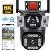 2026 New 12MP 6K PTZ IP Camera Multi-Lens Three Screen Auto Tracking Ai Human Detection Wireless Security CCTV Surveillance Cameras