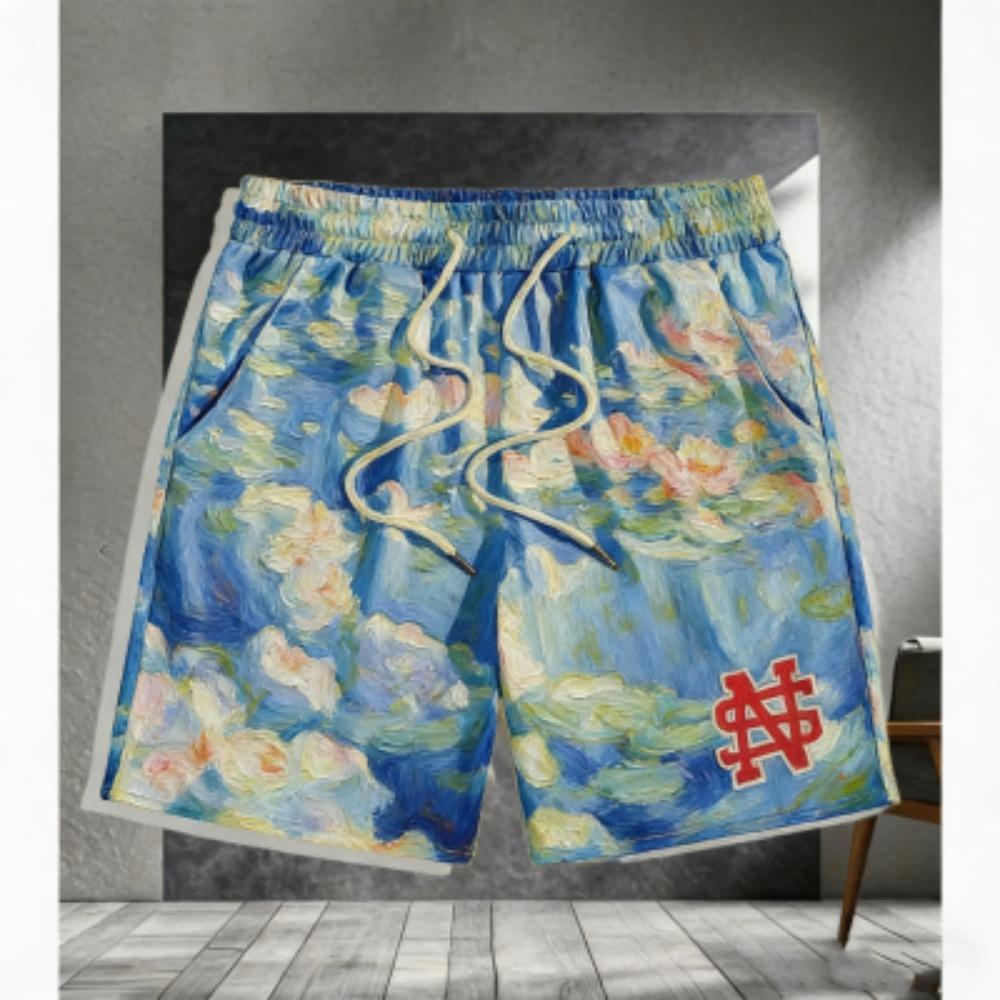 Summer Europe America Grid Stripe Shorts Men's Street Fashion 3D Printed Men's and Women's Trendy Casual Outdoor Sports Shorts
