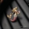 Cute Mermaid Brooch With Sparkling Rhinestones Gradient Color Mermaid Alloy Lapel Pin For Women Brooches Fantasy Jewelry Gift