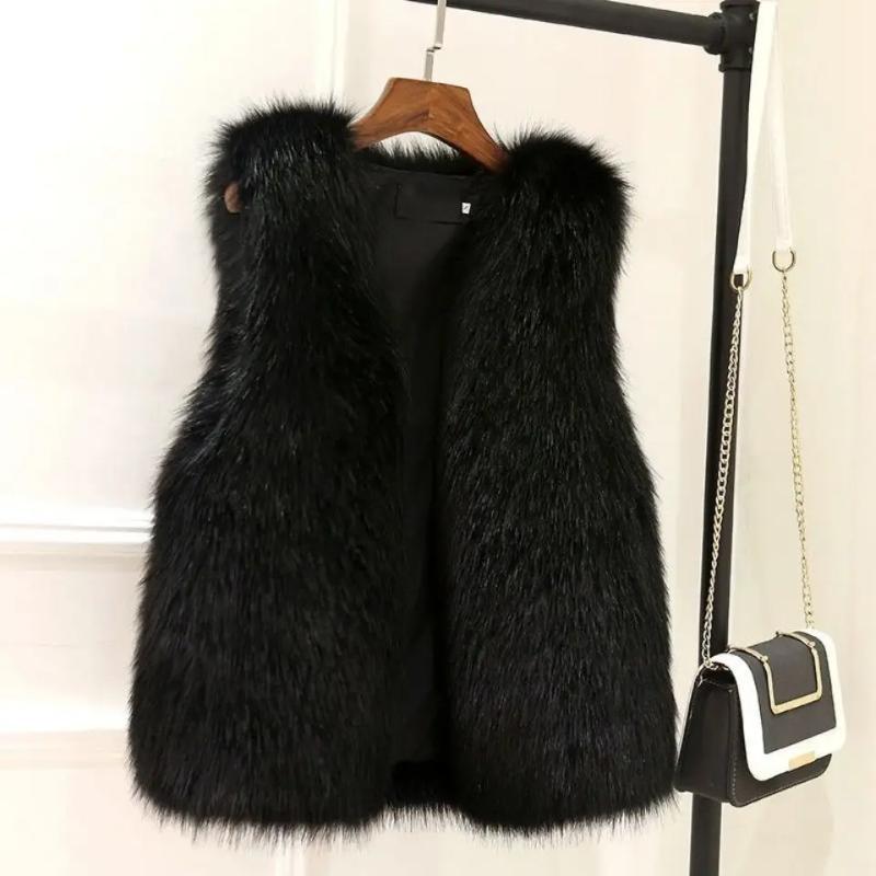 Autumn Winter Women Warm Heavy Coat Vests Adding Cotton White All-match Plush Thicken Fashion Casual Sleeveless Cardigan Tops