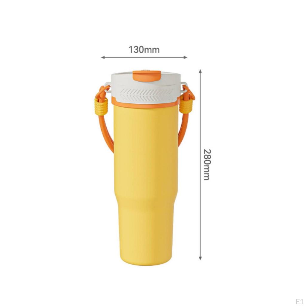 Portable Juice Blender Double Lid Cup Stainless Steel Yellow