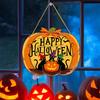 Happy Halloween Door Sign, Spooky Wooden Pumpkin Front Door Hanger for Farmhouse Porch Wall Hanging Decor