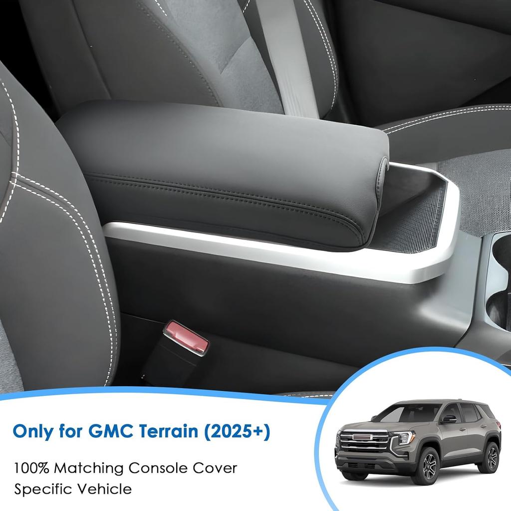 2025 2026 Terrain Center Console Cover for GMC Terrain (Elevation/Denali/AT4), Waterproof &Comfy Leather 2025 Terrain Console Armrest Cover 2026