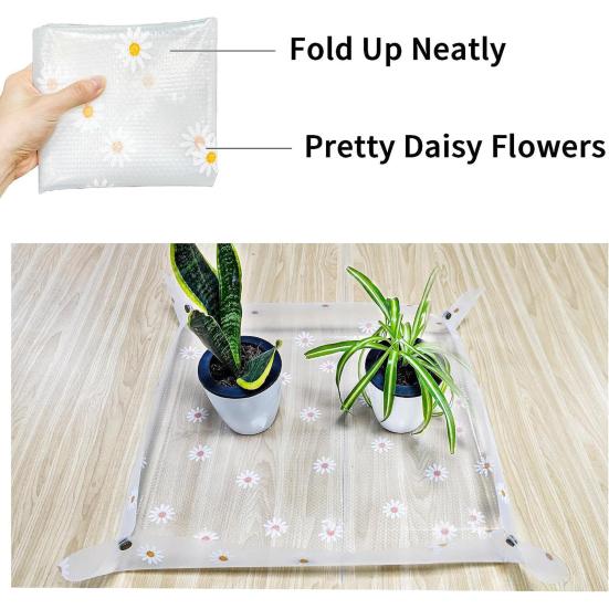 Transparentní podložka na přesazování květin Potisk květin Snadno se čistí Opakovaně použitelná vodotěsná skládací podložka na zalévání rostlin Podložka na přesazování Venkovní podložka na prořezávání