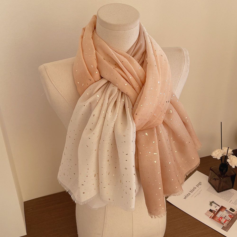 Gold Plated Star River Color Blocked Cotton and Hemp Scarf for Women Breathable and Fashionable Shawl Thin Edition