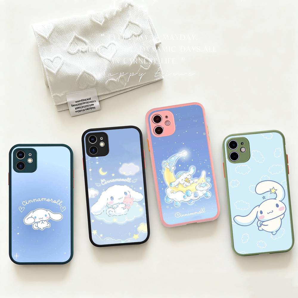 Caroon Cute C-Cinnamorolls Matte Transparent Phone Cover For iPhone Case 16 15 14 13 12 11 Pro Max X XS Max Plus