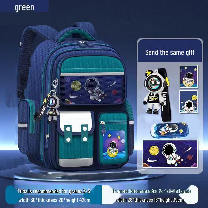 Elementary Boys' Space-Themed Schoolbag with Spine Protection and Burden Reduction