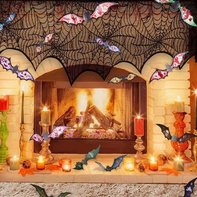 Halloween 3D Leuchtende Fledermäuse Dekoration Kunststoff Fledermaus Wandaufkleber für Zuhause Fenster Dekoration Garten Schild Außen Rasen Gruselige Party