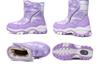 Children's Waterproof Snow Boots with Ice Cleats - Warm, Non-slip, Velvet-lined Winter Boots for Medium To Large Kids, Blue.