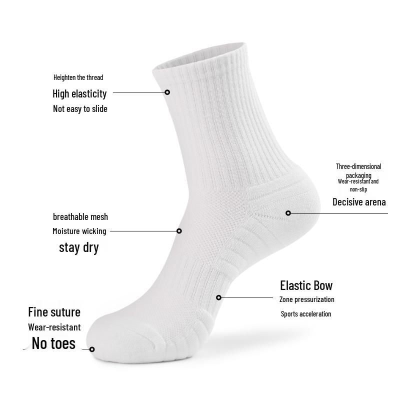 Herren Dicke Baumwoll-Sportsocken - Atmungsaktiv, Schweißabsorbierend, Basketball- und Laufsocken