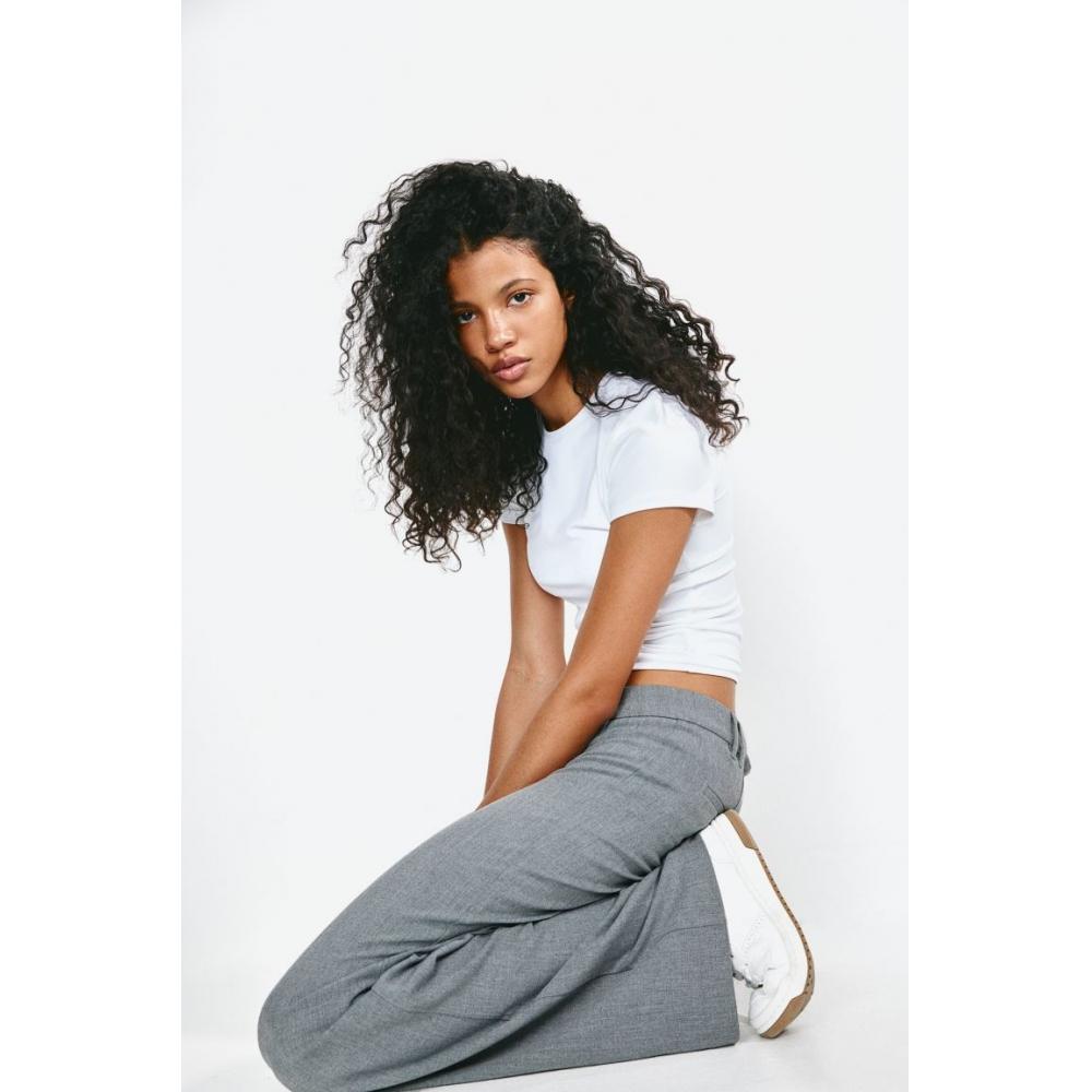 

Широкие брюки строгого кроя HM серого меланжа