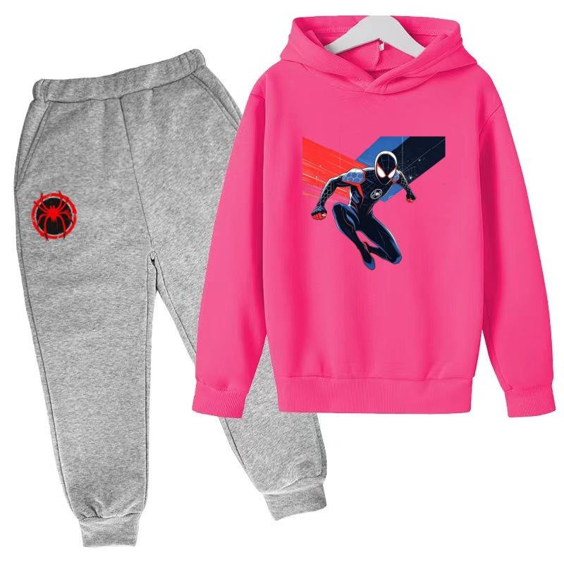Roupas Infantis Inverno Primavera Moletons com Capuz Masculinos para Meninos (3-13 Anos)Conjuntos Esportivos de Anime Roupas Infantis Blusas+Calças