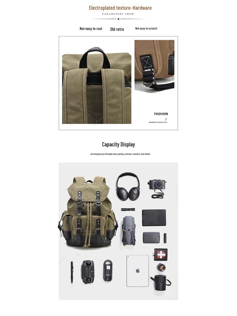Retro European & American Canvas Travel Backpack - Large Capacity & Convenient for Mountaineering