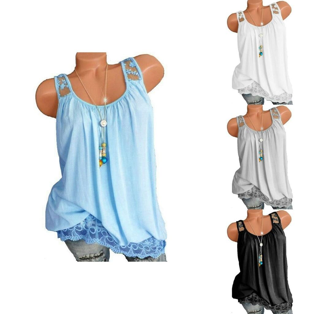 Premium Quality Sexy Women's Summer Sleeveless Lace T-shirt Vest For Effortless Style