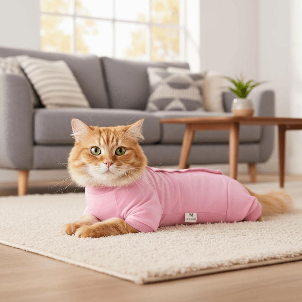 Adjustable Cat Recovery Suit Breathable Comfortable Cat Sterilization Suit Soft Solid Color Cat Weaning Suit Wounds Recovery