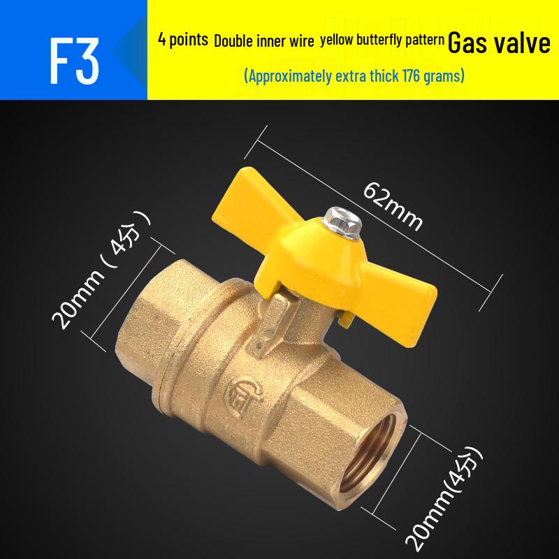 Vollkupfer-Kugelkopf-Gasventil für Erdgas, Innen-/Außengewinde, Warmwasserbereiter-kompatibel, 4 Punkte (DN15)