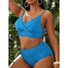 2025 Plus Large Size Bikini Set High Waist Swimwear Women Solid Swimsuit Female Beachwear Bathers Swimming Bathing Swim Suit