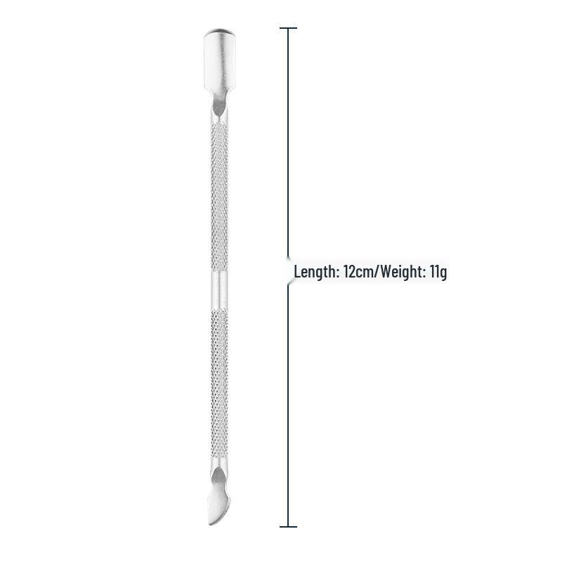 

Polished Dual-Headed Stainless Steel Manicure Tool: Pusher & Scraper for Nail Care and Dead Skin Removal