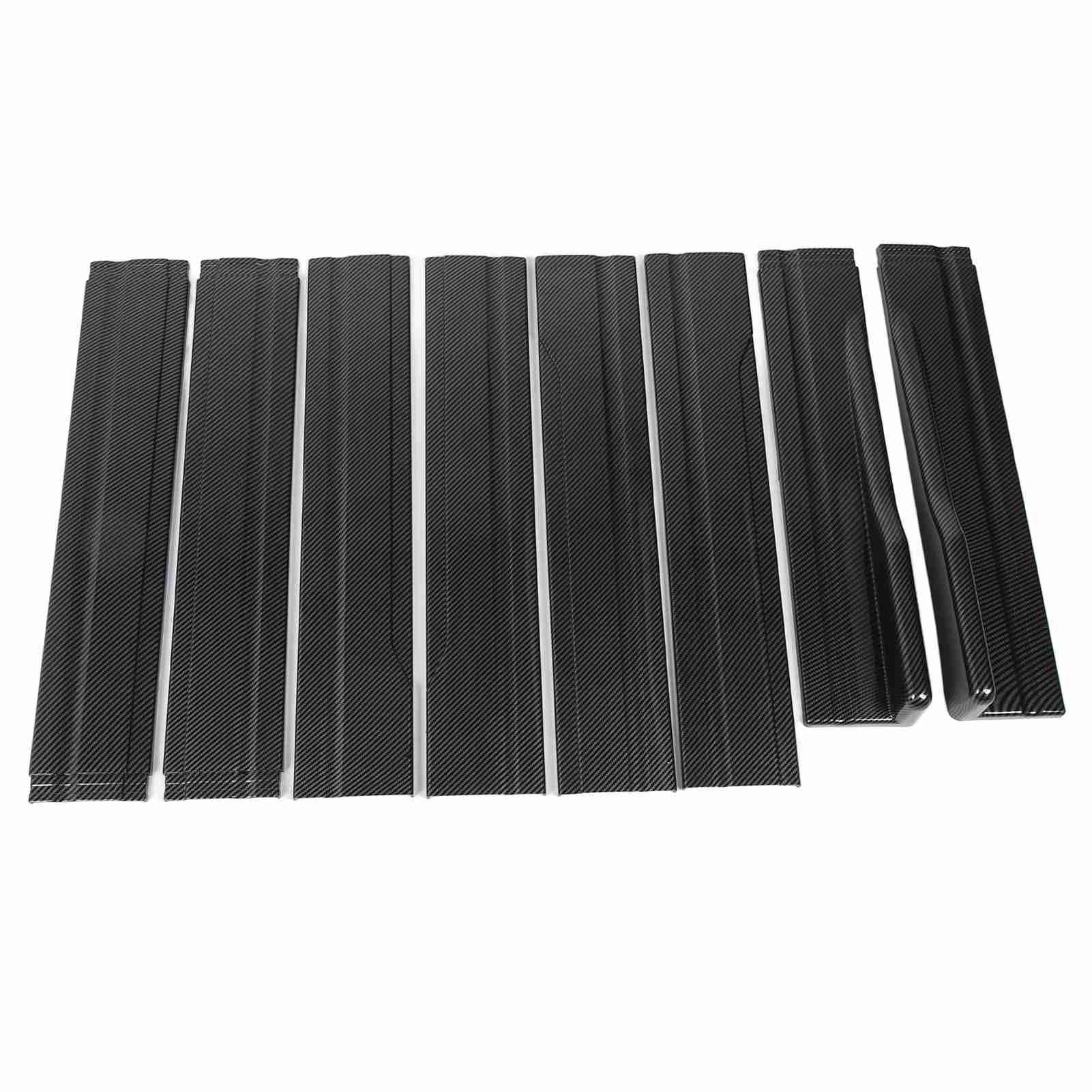 8PCS 218cm Car Side Skirt Carbon Fiber Pattern 4 Section Type Gloss Black Universal Replacement For Accord